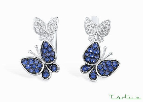 Arete De Plata, Mariposas Decoradas Con Zirconia