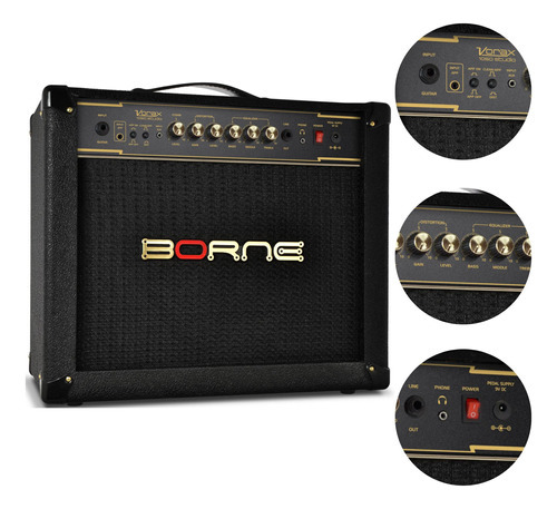 Amplificador Guitarra Borne Vorax 1050 Studio C/ Interface Cor Preto C/ Dourado 110v/220v