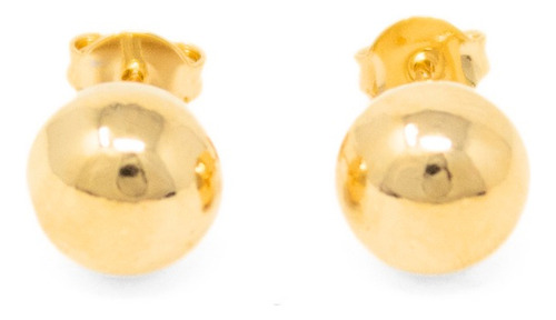 Aretes De Bolita Esfera Circulo Chapa De Oro 22k