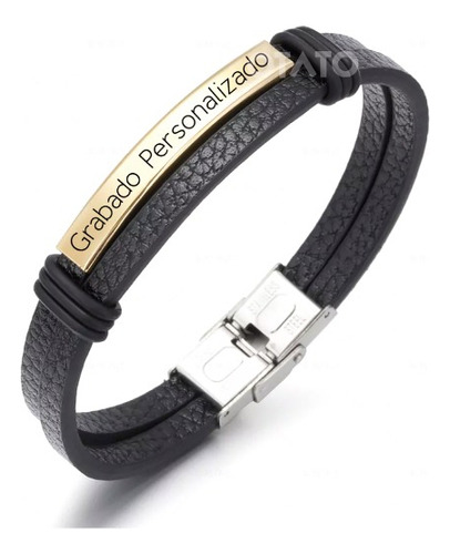 Pulsera Hombre Cuero Genuino Grabado Personalizado