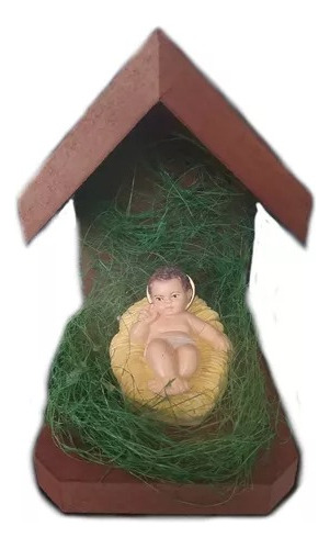 Gruta Presepio Cabana 15 Cm Menino Jesus Natal Madeira