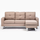 Sofa Modular En L Anastasia Tela Cafe Lado Intercambiable