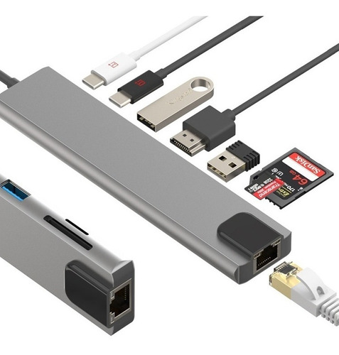 Adaptador Multipuerto Portátil Usb Tipo C Hub Hdmi 8 En 1 