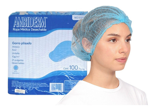 Cofia Gorro Plisado Desechable Ambiderm Paquete Con 100 Pz