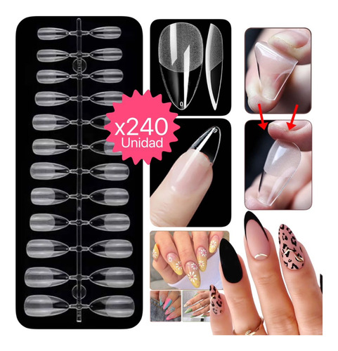 240 Tips Clear Uñas Postizas Profesional Press On Manicuria 