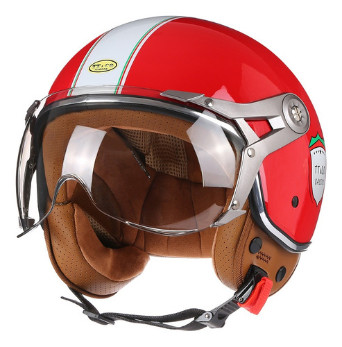 Casco Retro Cascos Semicubierto Para Moto Para Hombr Y Mujer