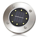 Lámpara Led Solar Exterior Suelo Plana 8 Led Estaca Jardín