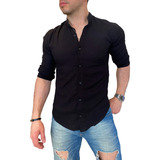 Camisa Manga Larga Entallada Hombre Fit Lino Premium Murano