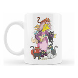 Taza La Loca De Los Gatos Los Simpson Cerámica Importada 