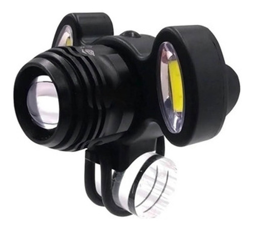 Farol Para Bicicleta 3 Focos Led T6 Com Zoom Lanterna Cabeça