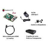 Kit Raspberry Pi4 2gb+case+cooler,cabo Hdmi+fonte+16gb