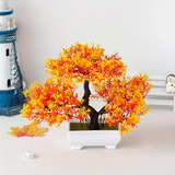 Árbol Bonsái Artificial Con Maceta Decoración Naranja Primav