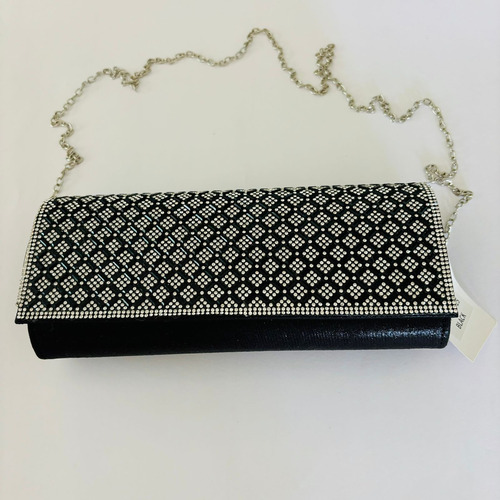 Bolsa De Dama Para Fiesta Elegante Negra Detalles Plata 