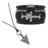 Pulseiras Masculinas Kit Leão C/04 + Colar Tribal