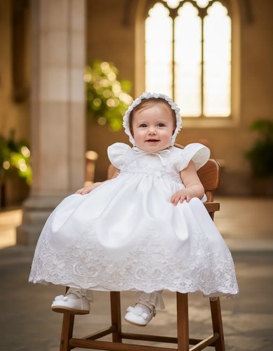Vestido Bautizo Niña + Kit Vela + Zapatos + Calcetas Daen | Meses sin interés