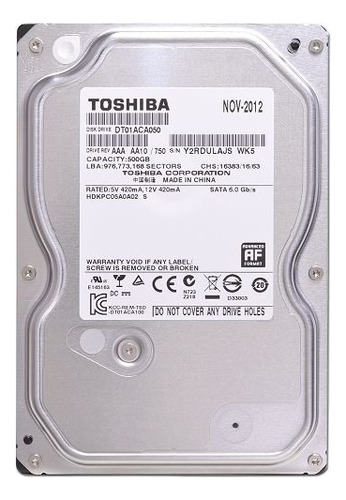 Disco Rigido 500 Gb Toshiba Usado 3.5  Dt01aca050 Muy Bueno