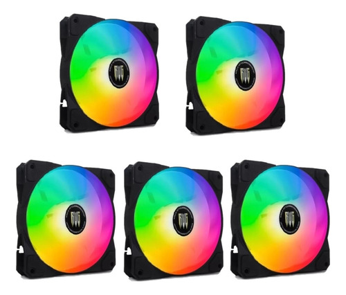 Kit 5 Cooler Fan Led Rgb Pc Gabinete Cpu Gamer 3 + 4 Pinos