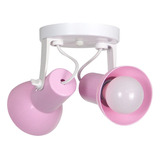 Luminaria Spot Kids Quarto Infantil Rosa 2 Lampadas 