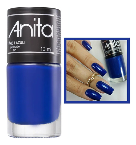 Esmalte Anita Lapis Lazuli Azul Escuro Perolado Cremoso 10ml
