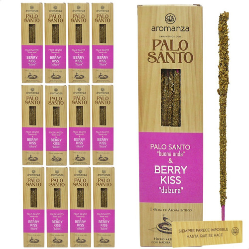 Sahumerio Aromanza Palo Santo Buena Onda Incienso Pack X12 Fragancia Berry Kiss - Dulzura