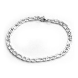 Pulsera Oro Blanco 18 Kilates Figaro 20cm X 3mm Fina 2021