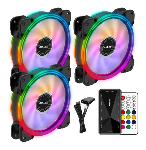 Pack 3 Pc Case Fans/ventiladores 120mm Argb Alseye Halo 4.0