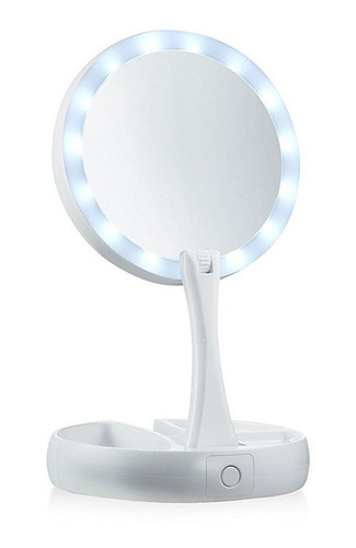 Espejo Plegable Para Maquillaje Con Luz Led Con Aumento 10x