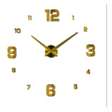 Reloj Pared 3d Numeros Dorado Diseño Moderno 100x100cm