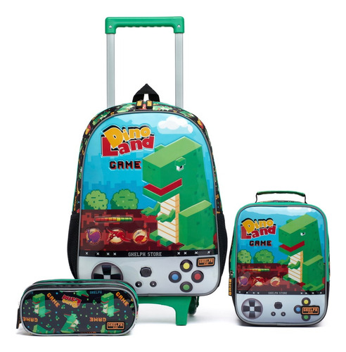 Kit Mochila De Rodinhas Infantil Escolar Lancheira Estojo