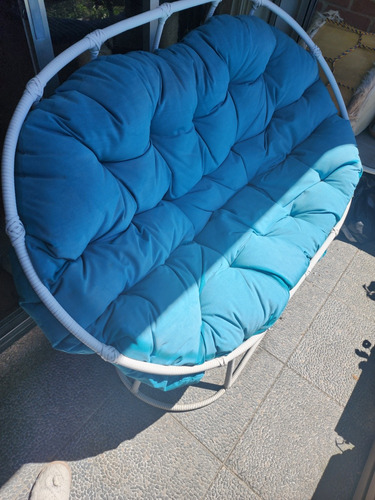 Sofa Exterior 140x80x50cm Azul Tela Lavable, Recoger Junio