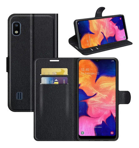 Capa Carteira + Película Para Galaxy A10 5.8p / A10s 6.2p