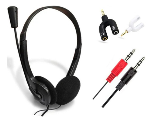 Fone Microfone Headset Home Office Notebook + Adaptador P2