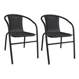 Silla Exterior Apilable Símil Rattan Plástico Pack X 2 Uni