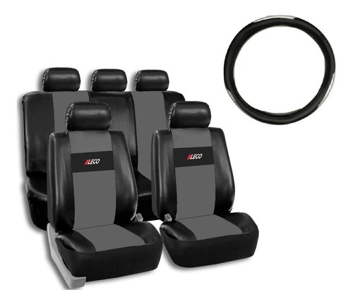 Fundas Cubre Asiento Auto Cuero Ecologico + Cubre Volante 38