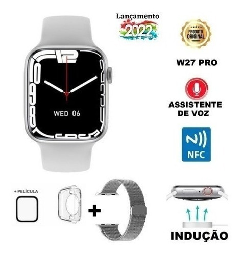 Relógio Smartwatch Masculino Feminino W27 Pro Série 7 Nfc
