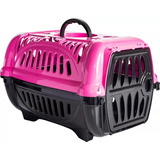 Caixa De Transporte Gato Cachorro Pequena Rosa N1 Jel Plast