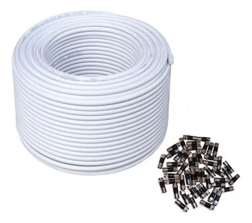 Bobina Cable Coaxial Rg6 Blanco 153 Mts. + 50 Conectores