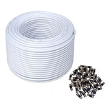 Bobina Cable Coaxial Rg6 Blanco 153 Mts. + 50 Conectores