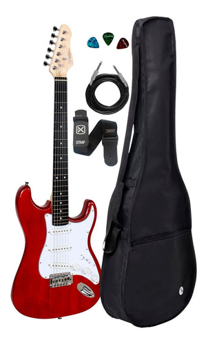 Guitarra Giannini G100 Trd/wh Translucent Red+ Kit Capa Cabo