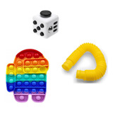 Combo Fidget Toys Juguetes Antiestres Pop It Cubo Dado Tubo