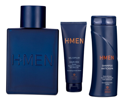 Kit Masculino Perfume Hmen. Gel Capilar. Shampoo Anticaspa.