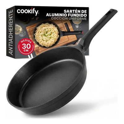 Sartén Antiadherente 30 Cm Cookify, Stone-tech Series, Libre De Pfoa, Cocina Saludable. Color Aluminio Fundido Negro | Envío gratis
