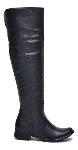 Bota Feminina Cano Alto Montaria Over The Knee De Couro 