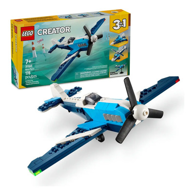 LEGO® Creator 3en1 Aeronave: Avión de Carreras 31160; Juguete transformable en un jet o un helicóptero, juego de vehículos, idea de regalo para niños y niñas de 7 años o más | Envío gratis