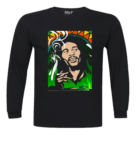 Polera Manga Larga Bob Marley 100% Algodón  S A X L