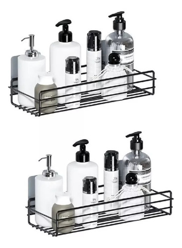 Kit 2 Suporte Adesivo De Parede P/ Shampoo Banheiro Cozinha