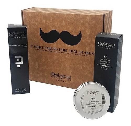 Salerm Kit Barba Crema + Shampoo + Cera De Cabello Y Barba