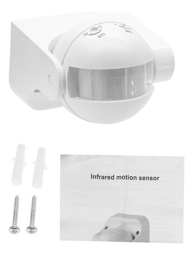 Sensor De Movimiento Infrarrojo Pir 180º Ip44 Para Exterior