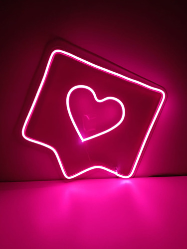 Luminoso Acrílico Led Neon Coração Like Instagram