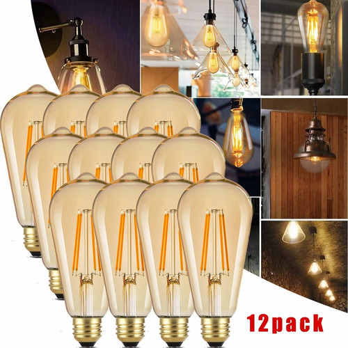 Focos Edison Vintage Bulbo Led 4w 110v Luz Cálida, 12uds